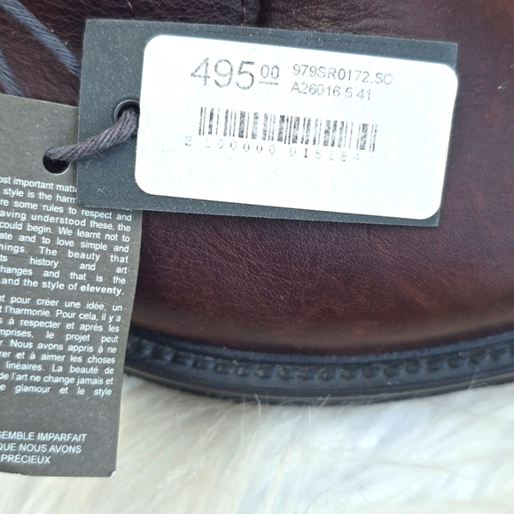 Eleventy Men's Brown Leather Lace-up Derby Shoes 41 NEW - Picture 11 of 16